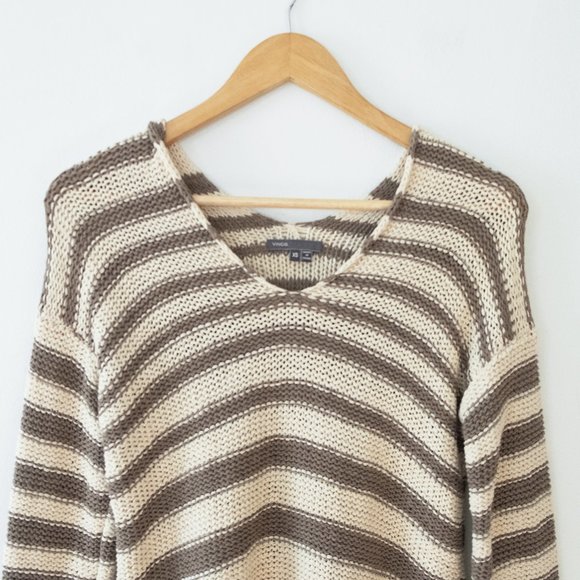 Vince V Neck Striped Sweater - Picture 2 of 6